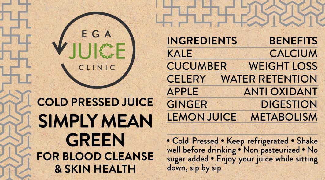 Cold Pressed Juice Simply Mean Green For Blood Cleanse & Skin Health