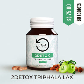 EGA ayurveda brings triphala lax tablets to singapore. 60 triphala tablets in this bottle