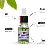 Load image into Gallery viewer, ingredients of anti-inflammatory oil include mint, ajwain, cinnamon, camphor, clove