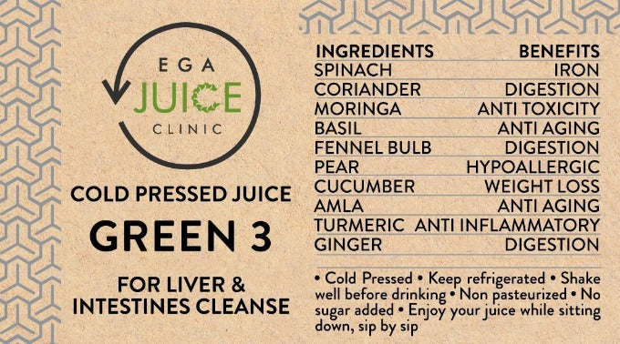 Cold Pressed Juice Green 3 for liver & intestines cleanse