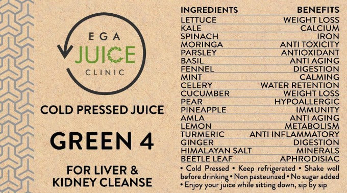 Juice cleanse - Green 4 for liver & kidney cleanse
