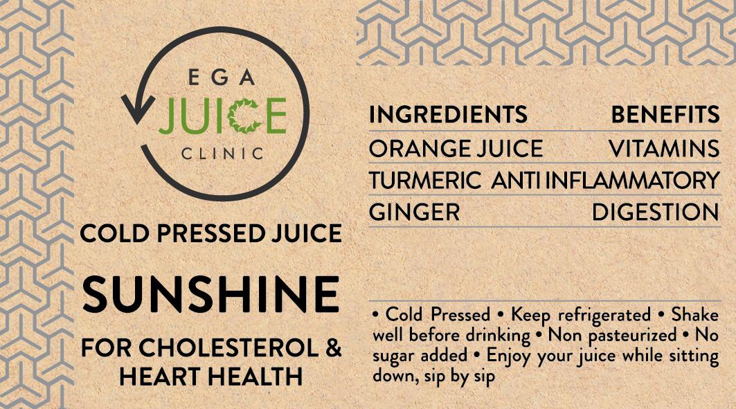 Cold Pressed Juice Sunshine For Cholesterol & Heart Health