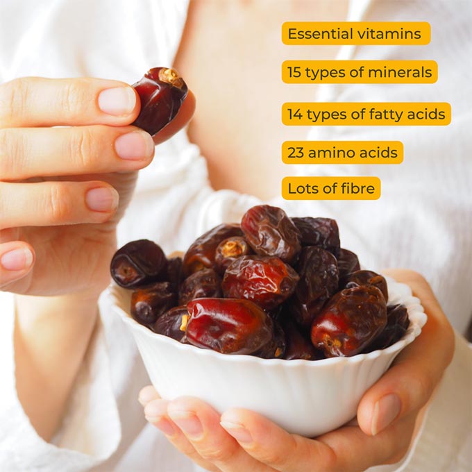 EGA Wellness Organic Black dates have all the essential vitamins and other nutrients along with Magnesium, Potassium